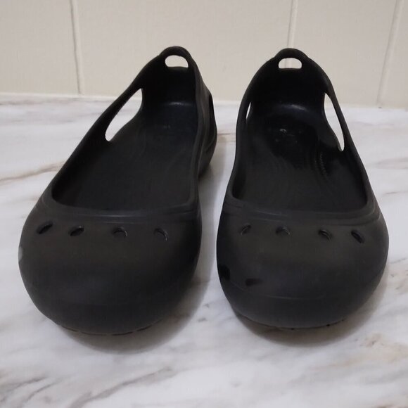 Crocs | Kaydee Black Ballet Flats Slip On Shoe | Size 9 - Picture 2 of 8